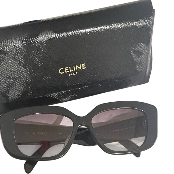 Celine Accessories - CELINE PARIS CL40216U Black Acetate Square Sunglasses with Gold Triomphe Logo